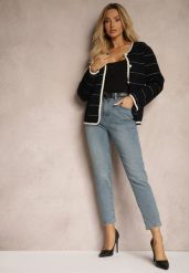 Jasnoniebieskie Bawełniane Jeansy High Waist Irillis. Niebieskie jeansy damskie Renee, z aplikacjami, z bawełny. Za 109.99 zł.