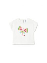 Mayoral T-Shirt 1087 Biały Regular Fit. Białe koszulki i t-shirty dziewczęce Mayoral, bez wzorów, z bawełny, bez kołnierzyka, bez ramiączek. Za 79.99 zł.