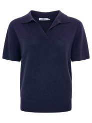 Zwillingsherz Kaszmirowa koszulka polo w kolorze granatowym rozmiar: L. Niebieskie koszulki damskie Zwillingsherz, l, bez wzorów, z kaszmiru, bez kołnierzyka, bez ramiączek. Za 347.99 zł.