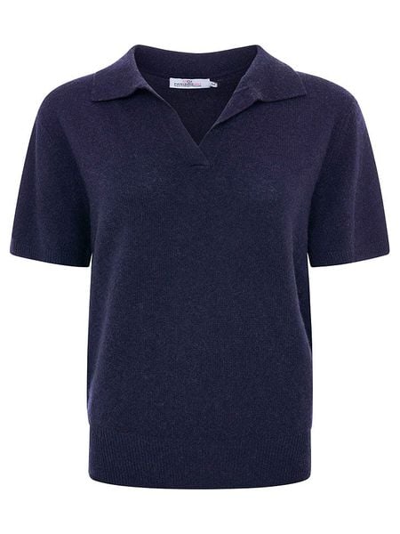 Zwillingsherz Kaszmirowa koszulka polo w kolorze granatowym rozmiar: L. Niebieskie koszulki damskie Zwillingsherz, l, bez wzorów, z kaszmiru, bez kołnierzyka, bez ramiączek. Za 347.99 zł.