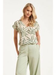 Smashed Lemon Koszulka w kolorze zielono-kremowym rozmiar: XL. Brązowe bluzki damskie Smashed Lemon, xl, bez wzorów, bez kołnierzyka, bez ramiączek. Za 184.95 zł.