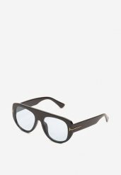 Czarno-Niebieskie Okulary Przeciwsłoneczne z Filtrem UV i Szeroką Oprawką Frozea. Czarne okulary przeciwsłoneczne damskie Born2be. Za 29.99 zł.
