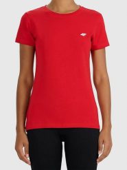 4F Koszulka w kolorze czerwonym rozmiar: S. Czerwone bluzki damskie 4F, s, bez wzorów, z bawełny, bez kołnierzyka, bez ramiączek. Za 23.99 zł.