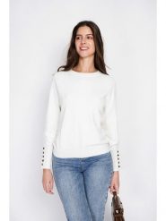 ASSUILI Sweter w kolorze białym rozmiar: 34. Białe swetry klasyczne damskie Assuili, bez kołnierzyka. Za 113.99 zł.