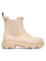 Tommy Hilfiger Kalosze Flag Cleated FW0FW09387 Beżowy. Brązowe kalosze damskie Tommy Hilfiger, bez wzorów, z gumy. Za 449.99 zł.