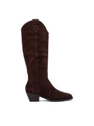Badura Kozaki EO-ENLAI-WS1226-03Z Brązowy ciemny. Brązowe kozaki damskie Badura, ze skóry, bez obcasa, na słupku, bez zapięcia. Za 549.99 zł.