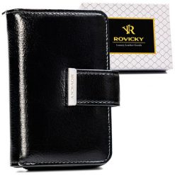 Portfel damski Rovicky RPX-31-ML czarny. Czarne portfele damskie ROVICKY, bez wzorów, ze skóry ekologicznej. Za 64.00 zł.