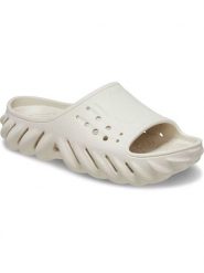 Crocs Klapki "Echo" w kolorze kremowym rozmiar: 41/42. Brązowe klapki damskie Crocs, bez wzorów, z otwartym noskiem, bez obcasa, bez zapięcia. Za 88.02 zł.