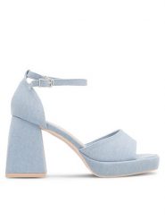 Jenny Fairy Sandały RAVENE HY CL230417 Niebieski. Niebieskie sandały damskie Jenny Fairy, bez wzorów, z materiału, bez obcasa, na słupku, bez zapięcia. Za 159.99 zł.