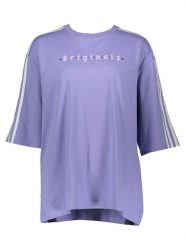 Adidas Koszulka "Oversized" w kolorze fioletowym rozmiar: M. Różowe bluzki damskie Adidas, m, bez wzorów, z bawełny, bez kołnierzyka, bez ramiączek. Za 122.96 zł.