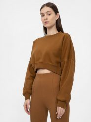 4F Bluza crop top nierozpinana bez kaptura damska M. Brązowe bluzy damskie 4F, m, bez wzorów, z dzianiny, bez kaptura. Za 149.99 zł.