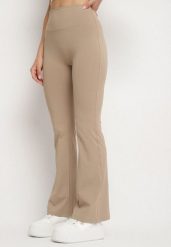 Beżowe Legginsy Typu Dzwony z Wysokim Stanem Orralise. Brązowe legginsy damskie Born2be, m, bez wzorów, z jeansu. Za 44.99 zł.
