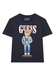 Guess T-Shirt L6RI11 K8HM4 Granatowy Regular Fit. Niebieskie t-shirty i koszulki chłopięce Guess, z aplikacjami, z bawełny, bez kołnierzyka, bez ramiączek. Za 99.99 zł.