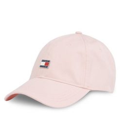 Czapka z daszkiem Tommy Jeans. Czerwone czapki z daszkiem damskie Tommy Jeans, bez wzorów, z jeansu. Za 99.99 zł.