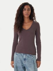 Tommy Jeans Bluzka Essential DW0DW17990 Brązowy Slim Fit. Brązowe bluzki damskie Tommy Jeans, l, bez wzorów, z bawełny, bez kołnierzyka, bez ramiączek. Za 189.99 zł.