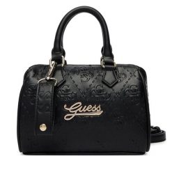 Torebka Guess. Czarne kuferki damskie Guess, z aplikacjami, bez dodatków. Za 289.99 zł.