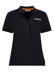 Geographical Norway Koszulka polo w kolorze czarnym rozmiar: M. Czarne bluzki damskie Geographical Norway, m, bez wzorów, z bawełny, bez kołnierzyka, bez ramiączek. Za 96.60 zł.