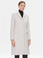 Calvin Klein Płaszcz wełniany Essential K20K206877 Écru Regular Fit. Płaszcze damskie Calvin Klein, na zimę, bez wzorów, z wełny, bez kaptura. Za 2,189.00 zł.