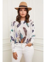 Curvy Lady Sweter w kolorze białym ze wzorem rozmiar: 48/50. Białe swetry klasyczne damskie Curvy Lady, bez kołnierzyka. Za 108.74 zł.