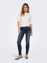 ONLY Dżinsy - Skinny fit - w kolorze granatowym rozmiar: XS/L32. Niebieskie jeansy damskie Only, z podwyższonym stanem. Za 83.42 zł.