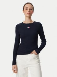 Tommy Jeans Bluzka DW0DW20178 Granatowy Slim Fit. Niebieskie bluzki damskie Tommy Jeans, s, bez wzorów, z bawełny, bez kołnierzyka, bez ramiączek. Za 189.99 zł.