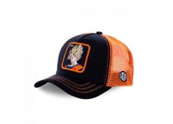 Czapka Trucker Capslab x Dragon Ball Z (Goku Saiyen) - Czarny/Pomarańczowy. Brązowe czapki damskie CapsLab, na lato, bez wzorów, z bawełny. Za 177.62 zł.