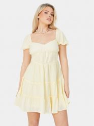 Brave Soul Sukienka letnia LDRW-654BELINDAL Żółty Straight Fit. Żółte sukienki damskie Brave Soul, bez wzorów, z bawełny, bez ramiączek. Za 69.99 zł.