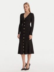 Guess Sukienka dzianinowa W6RK02 Z3700 Czarny Regular Fit. Czarne sukienki damskie Guess, z aplikacjami, z dzianiny, bez ramiączek. Za 659.99 zł.