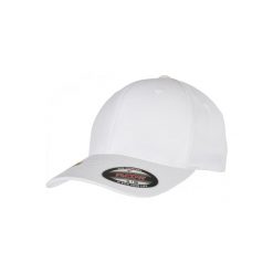 Czapka z poliestru pochodzącego z recyklingu Flexfit. Białe czapki z daszkiem damskie FLEXFIT, bez wzorów. Za 104.00 zł.