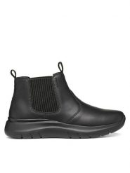 Geox Sztyblety D Plummery D66YNA 0009B C9999 Czarny. Czarne botki damskie Geox, ze skóry, bez obcasa, na płaskiej podeszwie, bez zapięcia. Za 499.99 zł.