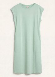 Sukienka T-shirtowa z grubej bawełny organicznej. Zielone sukienki damskie bonprix, bez wzorów, z bawełny, eleganckie, bez ramiączek. Za 47.99 zł.