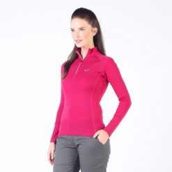 Vega - damska koszulka 100% merino wełna 195 g/m² z zamkiem YKK. Czerwone koszulki damskie WOOLONA, m, bez wzorów, z wełny, bez kołnierzyka, bez ramiączek. W wyprzedaży za 306.00 zł.