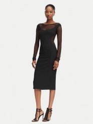 Elisabetta Franchi Sukienka koktajlowa AB-898-62E2-V390 Czarny Slim Fit. Czarne sukienki damskie Elisabetta Franchi, bez wzorów, z syntetyku, wizytowe, bez ramiączek. Za 1,659.00 zł.