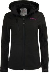 Damska kurtka softshell Spitsbergen Norway 3-warstwowa czarna. Czarne kurtki damskie Erima, na zimę, m, z aplikacjami, z dzianiny, bez kaptura. Za 300.99 zł.