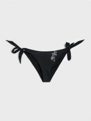 Wiązany dół od bikini - figi z haftem - czarny. Czarne figi Sinsay, bez wzorów. Za 25.99 zł.