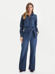 Guess Jeans Kombinezon W5BD97 D0026 Granatowy Wide Leg. Niebieskie sukienki damskie Guess Jeans, z aplikacjami, z bawełny, bez ramiączek. Za 649.99 zł.
