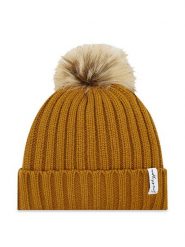 HYPE Czapka Bobble YVLR-757 Brązowy. Brązowe czapki damskie Hype, na zimę, bez wzorów, z materiału. Za 109.99 zł.