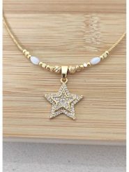 La Asena Pozłacany naszyjnik - dł. 42 cm rozmiar: onesize. Białe naszyjniki damskie La Asena, z cyrkonią, pozłacane. Za 43.99 zł.