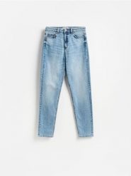 Jeansy mom fit slim long leg - niebieski. Niebieskie jeansy damskie Reserved. Za 129.99 zł.