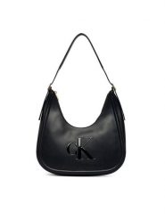 Calvin Klein Torebka Bold Ck Crescent Bag LV04F3427G Czarny. Czarne torebki klasyczne damskie Calvin Klein, ze skóry, bez dodatków. Za 529.99 zł.