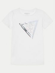 Guess T-Shirt J5RI12 K6YW4 Biały Regular Fit. Białe koszulki i t-shirty dziewczęce Guess, z aplikacjami, z bawełny, bez kołnierzyka, bez ramiączek. Za 59.99 zł.