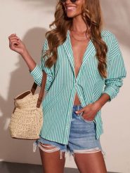 Milan Kiss Koszula w kolorze zielono-kremowym rozmiar: XL. Białe koszule damskie Milan Kiss, xl, bez wzorów, bez kołnierzyka, bez ramiączek. Za 179.95 zł.