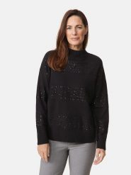 Gerry Weber Sweter w kolorze czarnym rozmiar: 44. Czarne swetry klasyczne damskie Gerry Weber, bez kołnierzyka. Za 298.67 zł.