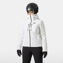 Damska kurtka narciarska Helly Hansen Alphelia Lifaloft. Białe kurtki sportowe damskie Helly Hansen, bez wzorów, bez kaptura. Za 2,217.00 zł.