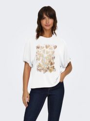 ONLY Koszulka w kolorze białym rozmiar: L. Białe bluzki damskie Only, l, bez wzorów, bez kołnierzyka, bez ramiączek. Za 82.99 zł.