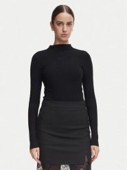 Morgan Bluzka 252-MROYA Czarny Slim Fit. Czarne bluzki damskie Morgan, s, bez wzorów, z syntetyku, bez kołnierzyka, bez ramiączek. Za 189.99 zł.