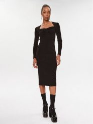 KARL LAGERFELD Sukienka dzianinowa 235W1312 Czarny Slim Fit. Czarne sukienki damskie KARL LAGERFELD, bez wzorów, z dzianiny, bez ramiączek. Za 1,399.00 zł.