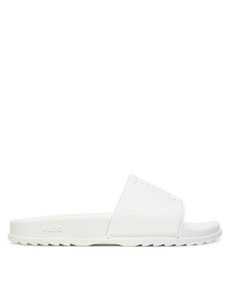 HUGO Klapki 50546282 Biały. Białe klapki damskie Hugo, bez wzorów, z syntetyku, bez obcasa, bez zapięcia. Za 239.99 zł.