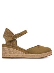 Tommy Hilfiger Espadryle Mid Wedge Espad Closed Toe FW0FW09233 Brązowy. Brązowe espadryle damskie Tommy Hilfiger, bez wzorów, z materiału, bez obcasa. Za 409.99 zł.