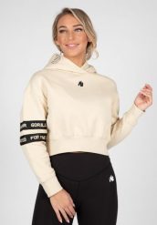 Tracey Cropped Bluza z kapturem - Beżowy. Brązowe bluzy damskie GORILLA WEAR, l, bez wzorów, z bawełny, z kapturem. Za 356.00 zł.